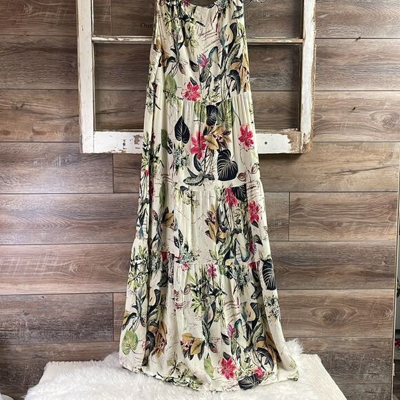 Women’s Floral Sleeveless Flowy Maxi Dress Size 4XL (Runs very small) Cream - Picture 7 of 8